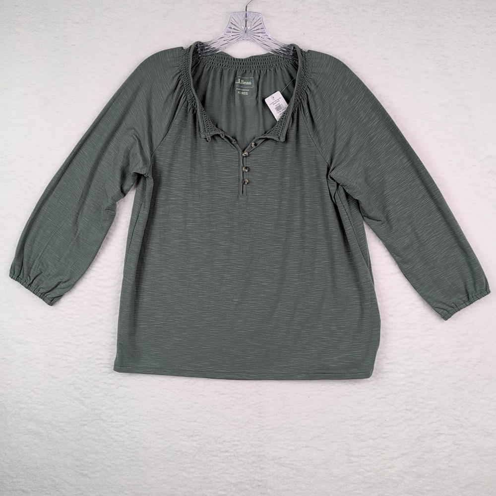 NWT L.L. Bean Camden Hills Women's 3/4 Length Sleeve Tee Sea Green Extra Small
